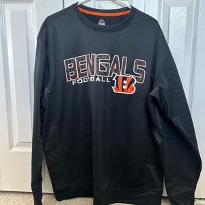 Majestic Black and Orange Bengals Crewneck Sweatshirt